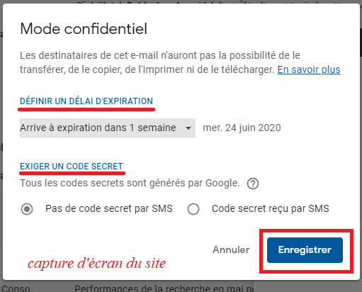 activer le mode confidentiel sur Gmail