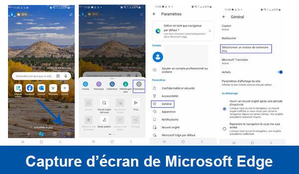 Changer le moteur de recherche pour Edge sur Android