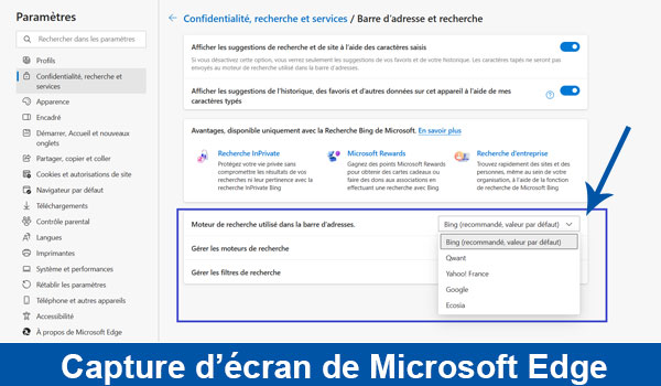 Modification du Moteur de recherche utilisé dans la barre d’adresses