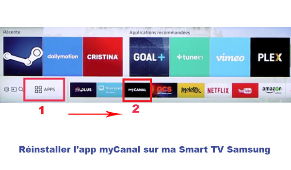 Réinstaller l'app MyCanal sur ma Smart TV Samsung pour la mettre à jour