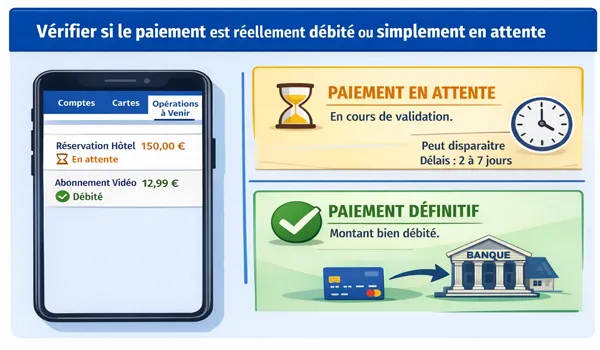 Vérifier si le paiement est réellement débité ou simplement en attente
