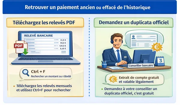 Retrouver un paiement ancien ou effacé de l’historique