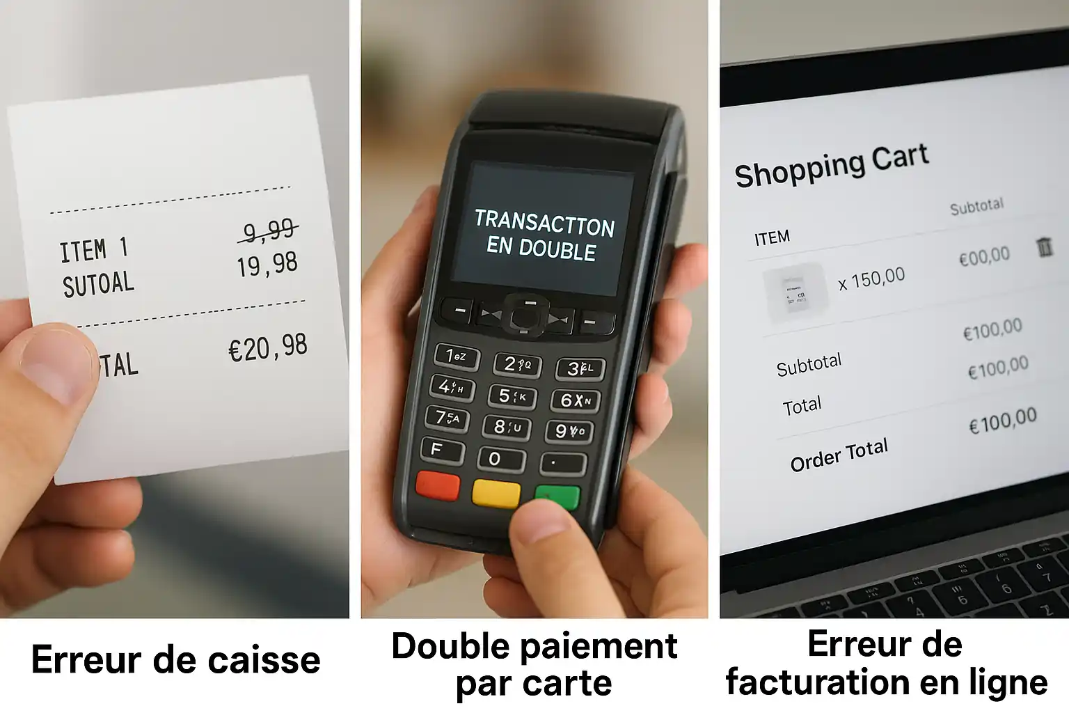 Les différents types d'erreurs de paiement