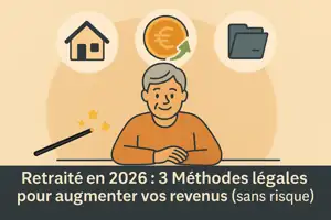 Illustration d’un retraité découvrant trois méthodes légales et sans risque pour augmenter ses revenus en 2026